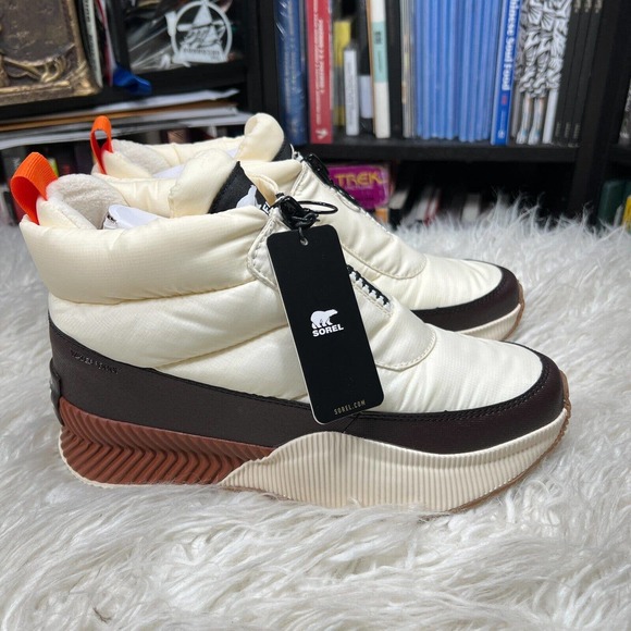 SOREL X PRANA OUT N ABOUT III PUFFY ZIP WP SNEAKERS CHALK - Picture 1 of 8